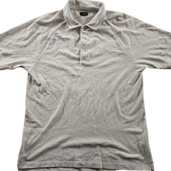J. Crew Factory Other - J Crew Polo Shirt Mens Large Beige Waffle Knit Textured Short Sleeve Casual
